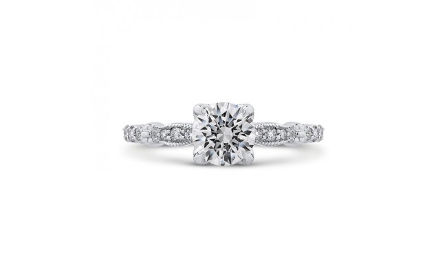 Shah Luxury 14K White Gold Round Diamond Engagement Ring (Semi-Mount)