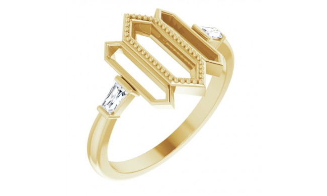 14K Yellow 1/8 CTW Diamond Geometric Ring