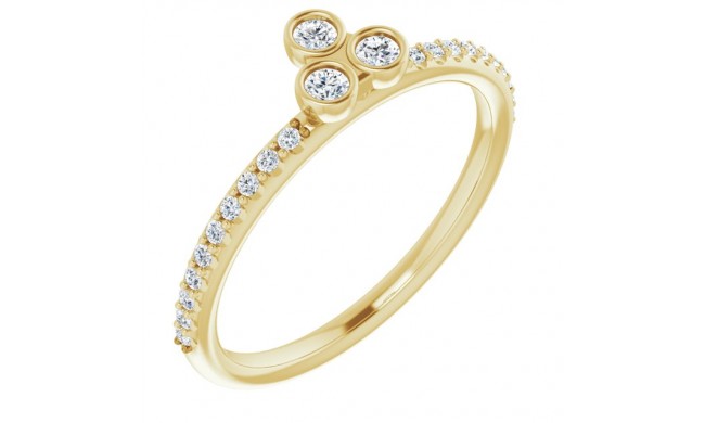 14K Yellow 1/5 CTW Diamond Three-Stone Asymmetrical Stackable Ring