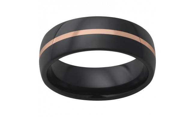 Black Diamond Ceramic Domed Band with 1mm 14K Rose Gold Inlay