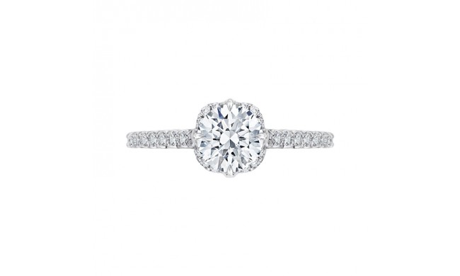 Shah Luxury 14K White Gold Round Diamond Engagement Ring with Euro Shank (Semi-Mount)