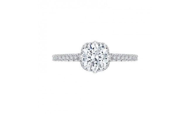 Shah Luxury 14K White Gold Round Diamond Engagement Ring with Euro Shank (Semi-Mount)