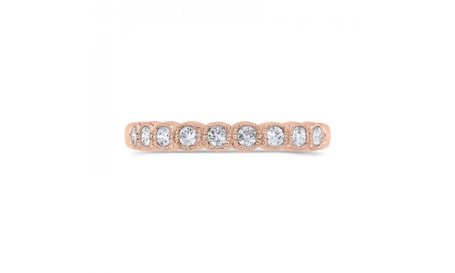 Shah Luxury Round Half-Eternity Diamond Wedding Band In 14K Rose Gold