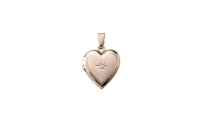 14K White Gold .01ct Diamond engraved Heart Child's Locket