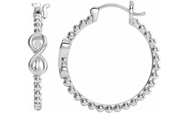 14K White 22.3 mm Infinity-Inspired Beaded Hoop Earrings