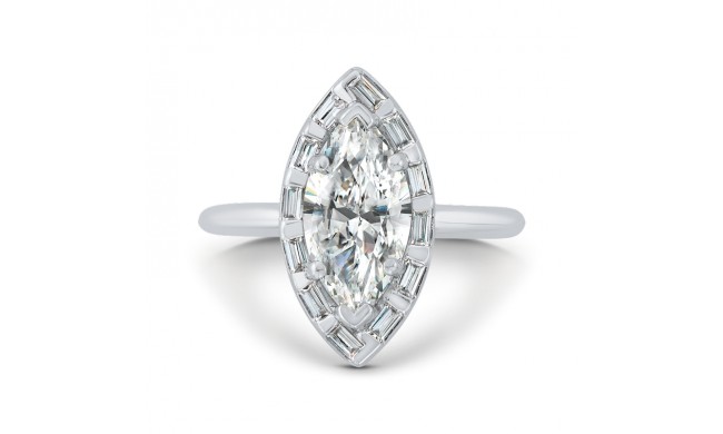 Shah Luxury 14K White Gold Marquise Cut Diamond Engagement Ring with Round Shank (Semi-Mount)