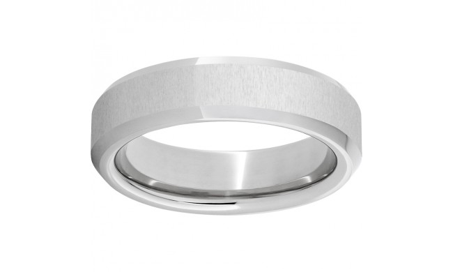 Serinium Beveled Edge Band with a Cross Satin Finish