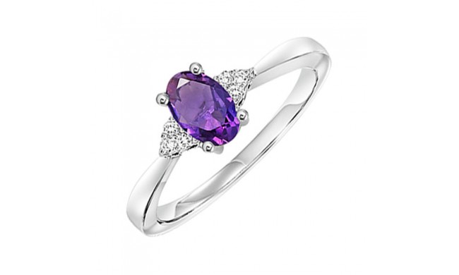 Gems One 10Kt White Gold Diamond (1/20Ctw) & Amethyst (1/2 Ctw) Ring