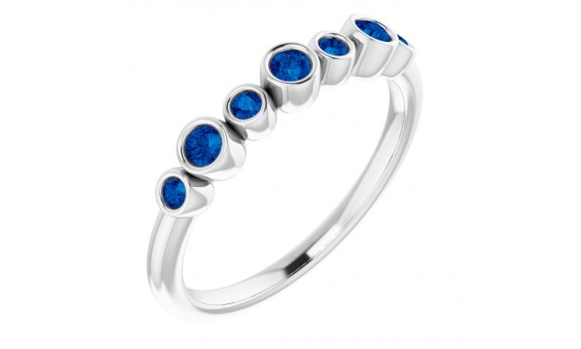 14K White Blue Sapphire Bezel-Set Ring