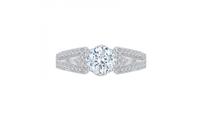 Shah Luxury 14K White Gold Round Diamond Engagement Ring with Split Shank (Semi-Mount)