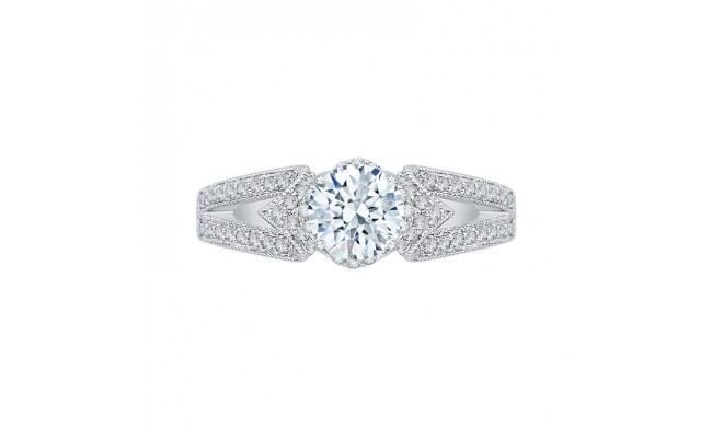 Shah Luxury 14K White Gold Round Diamond Engagement Ring with Split Shank (Semi-Mount)