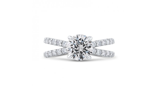 Shah Luxury 14K White Gold Round Diamond Split Shank Engagement Ring (Semi-Mount)