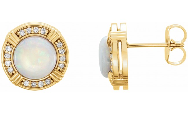 14K Yellow Opal & 1/8 CTW Diamond Earrings