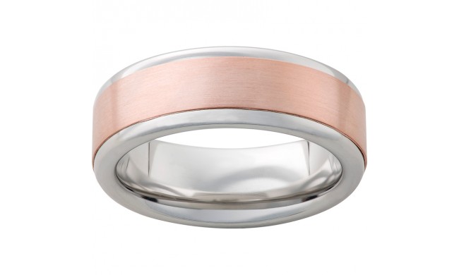 Serinium Pipe Cut Band with a 5mm 14K Rose Gold Inlay and Satin Finish