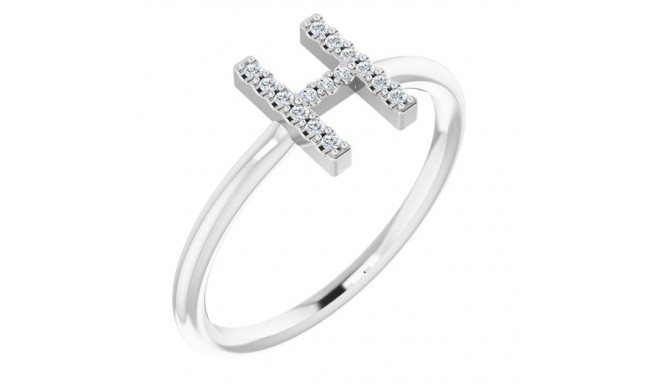 14K White .07 CTW Diamond Initial H Ring