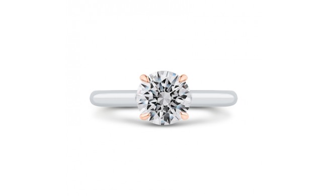 Shah Luxury 14K Two-Tone Gold Round Diamond Solitaire Plus Engagement Ring with Milgrain (Semi-Mount)