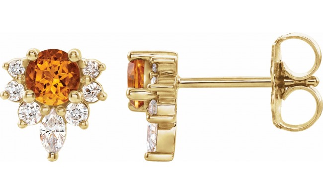 14K Yellow Citrine & 1/6 CTW Diamond Earrings