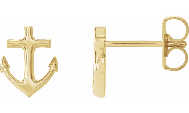 14K Yellow Anchor Earrings