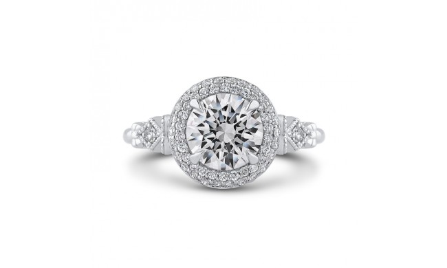 Shah Luxury Round Diamond Double Halo Engagement Ring In 14K White Gold (Semi-Mount)