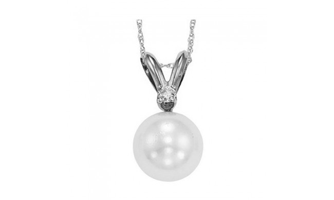 Gems One 14Kt White Gold Diamond (1/50Ctw) & Pearl (1/2 Ctw) Pendant