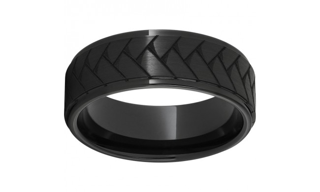 Black Diamond Ceramic Flat Grooved Edge Band with Satin Finish and Weave Laser Engraving