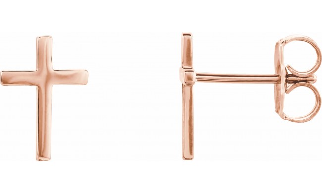 14K Rose 10 mm Cross Earrings