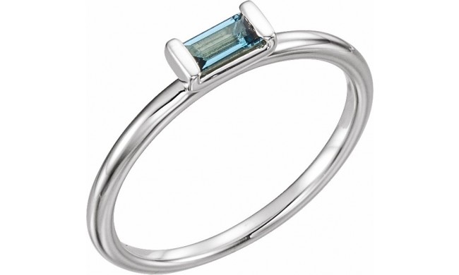 14K White London Blue Topaz Stackable Ring