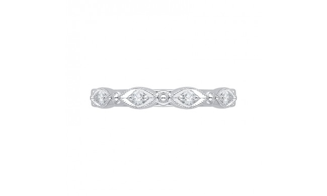 Shah Luxury 14K White Gold Round Half-Eternity Diamond Wedding Band