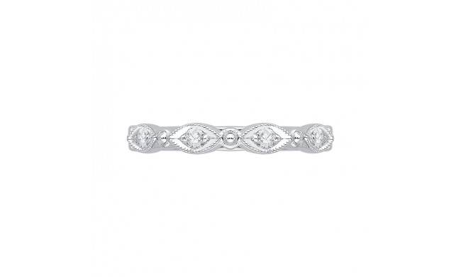 Shah Luxury 14K White Gold Round Half-Eternity Diamond Wedding Band