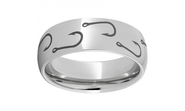 Serinium Domed Band with Hook Laser Engraving