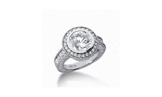 14k White Gold Diamond Semi-Mount Antique Engagement Ring