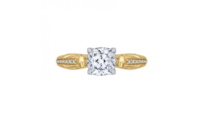 Shah Luxury 14K Two-Tone Gold Cushion Diamond Engagement Ring (Semi-Mount)