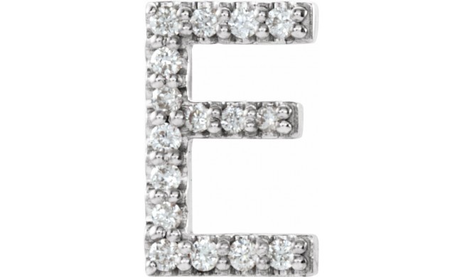 14K White .06 CTW Diamond Single Initial E Earring