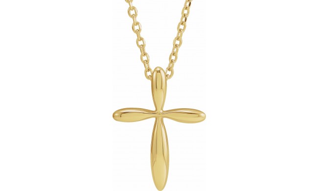 14K Yellow 14.65x11.2 mm Cross 16-18 Necklace