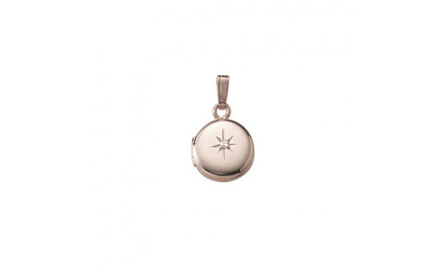 14K White Gold .01ct Diamond engraved Round Child's Locket