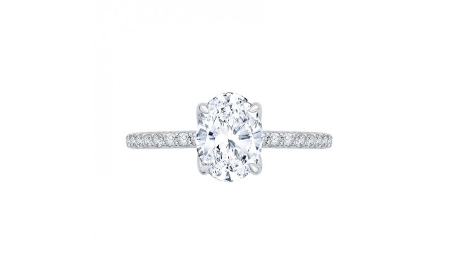 Shah Luxury 14K White Gold Oval Diamond Floral Engagement Ring (Semi-Mount)