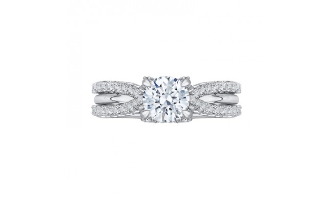 Shah Luxury 14K White Gold Round Diamond Engagement Ring with Split Shank (Semi-Mount)