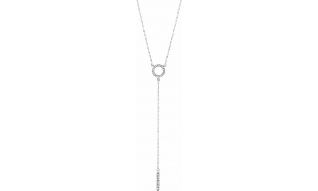 14K White 1/6 CTW Diamond Circle 16-18 Bar Y Necklace