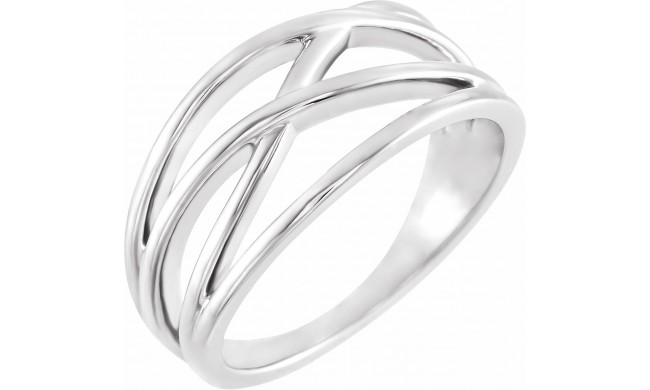 14K White 10.2 mm Criss-Cross Ring