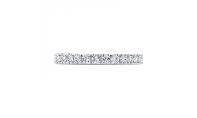 Shah Luxury Round Diamond Half-Eternity Wedding Band In 14K White Gold with Euro Shank