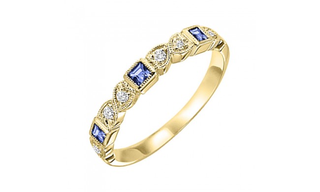 Gems One 14Kt Yellow Gold Diamond (1/10Ctw) & Sapphire (1/6 Ctw) Ring