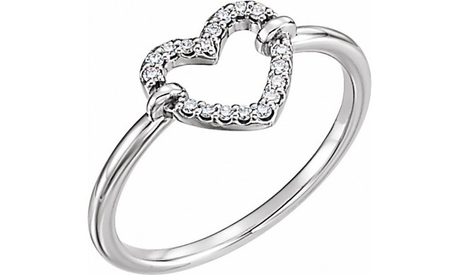 14K White .07 CTW Diamond Heart Ring