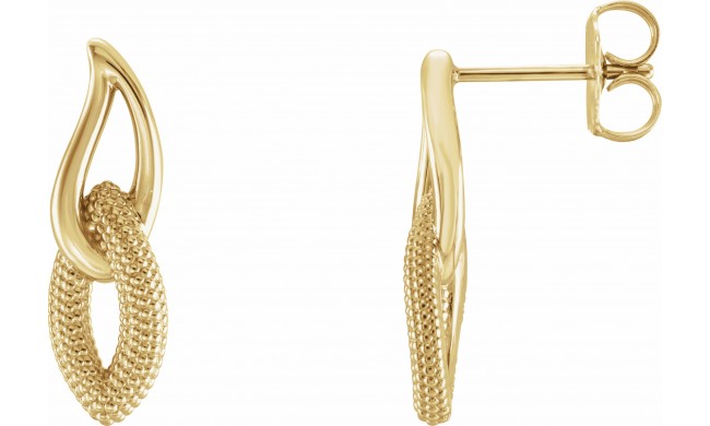 14K Yellow Beaded Drop Earrings