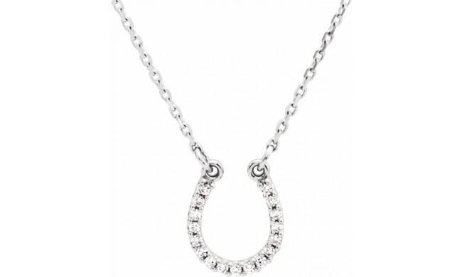 14K White .07 CTW Diamond Horseshoe 16 Necklace