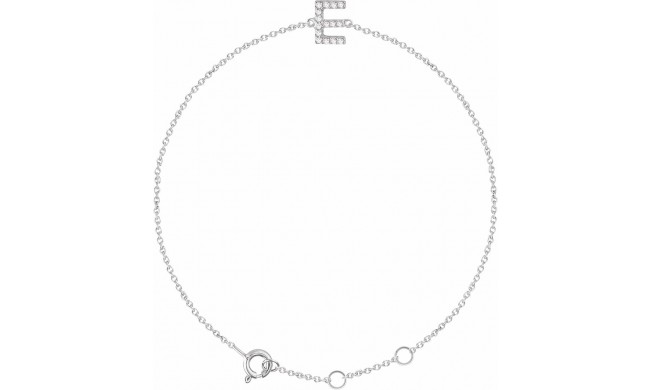 14K White .06 CTW Diamond Initial E 6-7 Bracelet