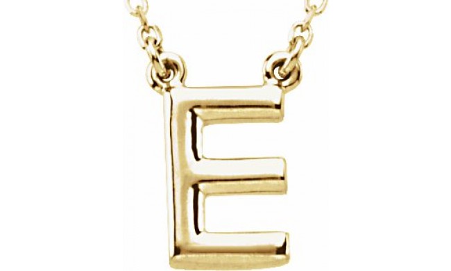 14K Yellow Block Initial E 16 Necklace