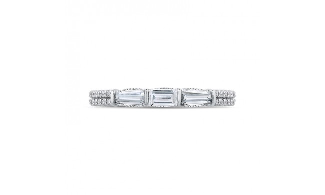 Shah Luxury 14K White Gold Round & Baguette Diamond Wedding Band