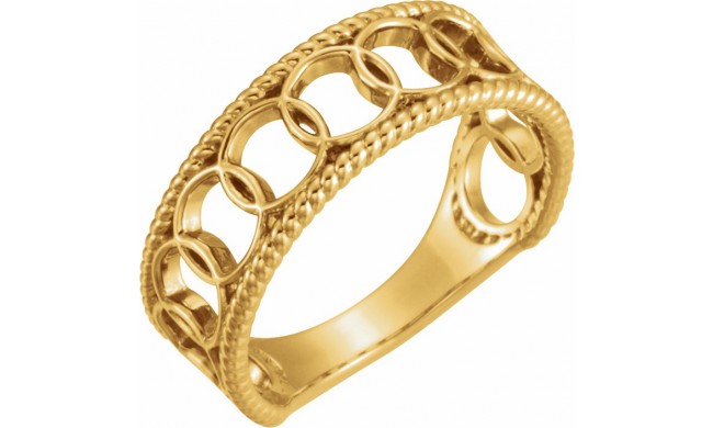 14K Yellow Geometric Rope Ring