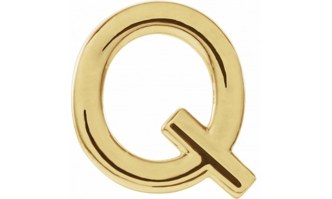 14K Yellow Single Initial Q Earring