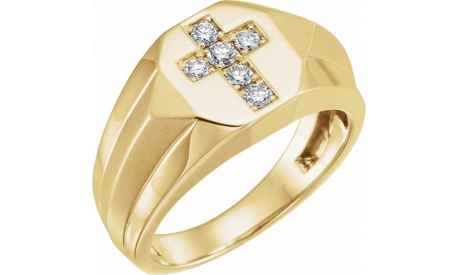 14K Yellow 1/3 CTW Diamond Cross Ring